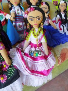 This handcrafted Frida Kahlo doll wears a the traditional Mexican dress used by folkloric dancers in Jalisco © Alvin Starkman, 2012