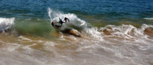 The surf at Melaque beach on Mexico's Pacific coast entices the skimboard crowd. © Gerry Soroka, 2010