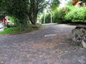 A tree-shaded cobblestone street in Las Animas, a pleasant residential area in the city of Xalapa, Veracruz. © Donald J. MacKay, 2009