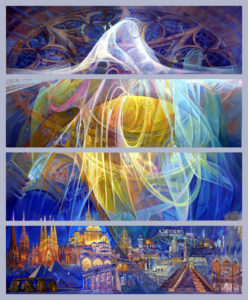 Eternal Light: a mural in four sections at the Infinity Funeral Home in Guadalajara, painted by Jorge Monroy. © John Pint, 2011