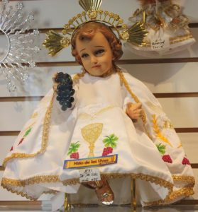 This image of Baby Jesus represents the 'Niño de las Uvas' — the Child of the Grapes used for sacramental wine © Tara Lowry, 2014