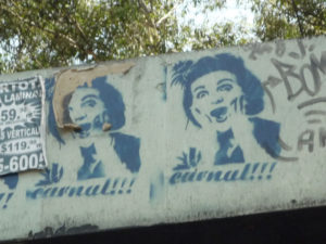 It's hard to see how this overpass work was completed with any ease. Yet Mexico City's stencil grafitti artists have left their mark. © Anthony Wright, 2009