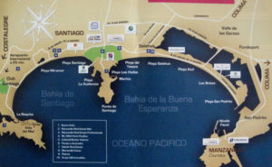 A map of Manzanillo, readily available in the Mexico port city