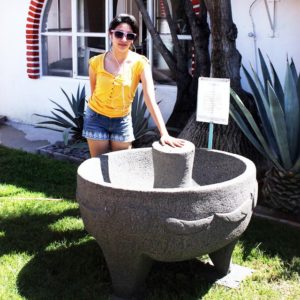 Measuring 1.7 meters in diameter and weighing over 800 kilos, this molcajete sculpted by the Cocula family of San Lucas and on display at a restaurant in Zacatecas, may be the world's largest mortar, a question now under study by the Guinness Book of Record © Bruce MacKenzie, 2012