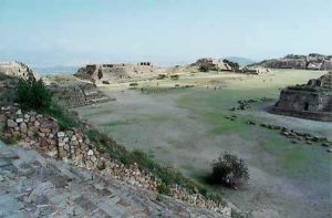 View of Monte Alban from atop a pyrmid in this immense pre-Hispanic city in Oaxaca, Mexico. © Alan Cogan, 1997