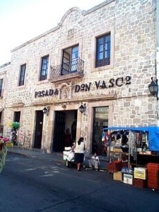 Hard to get a photo with all the traffic going by this popular Hotel Posada Don Vasco . I should have photographed the Hotel Mintzicuri across the street since it has the more striking architecture. (both 161 pesos single)