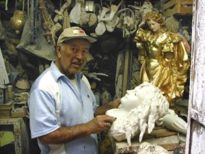 Sr. Genaro Almanza is a national treasure. The knowledge coming through his hands is from a long lineage dating back to Spain. He is the last remaining santero in San Miguel. He told me that he would meditate on the object that the angel would carry and from this would come the expression. Those very expressions inspired this book. He said, "My knowledge is for everyone, like the sun and the air."