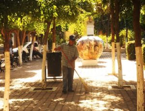 One of the delightful plazas in Mazatlan's Old Town gets careful attention. © Gerry Soroka, 2009