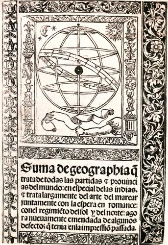 Title page of the Suma de Geographia. Martín Fernández Enciso. Seville, 1519. MN 