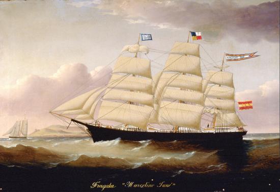 The frigate "Marcelino Jané". Oil painting by W.H. Yorke. 1875. MMB