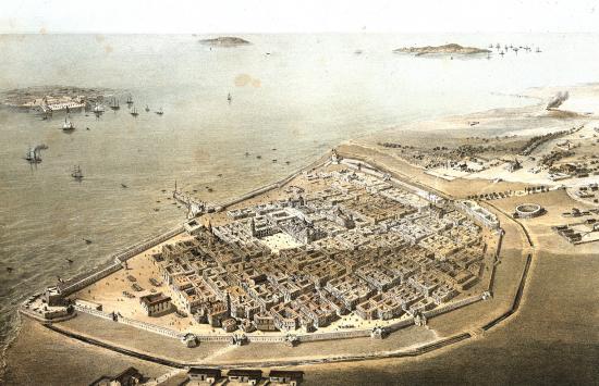 Aerial view of Veracruz (Mexico). C. Castro and Francisco Garc’a. 19th century. BN