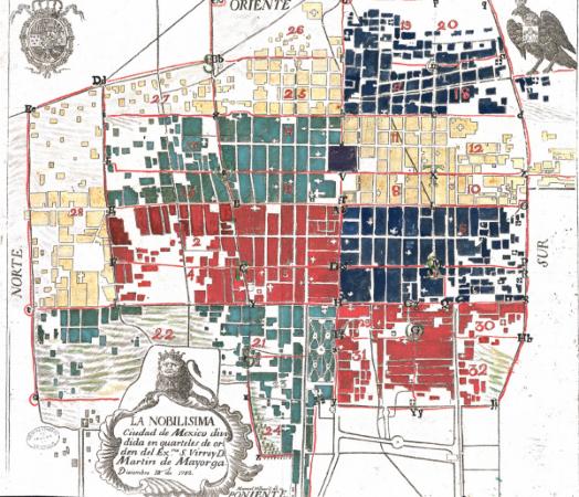 Plan of the city of Mexico, divided into districts. 1782. Manuel Villavicencio. AGI.