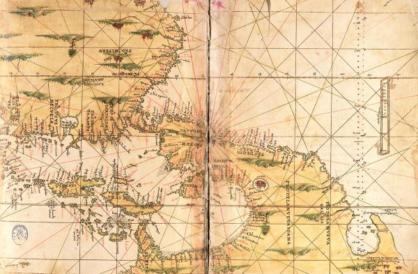 The Caribbean, in the World Islands Map. Alonso de Santa Cruz. 16th century. BN.