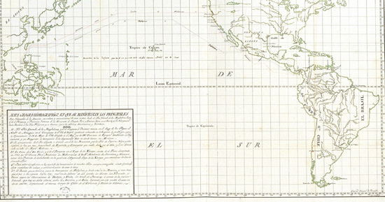 Map of communications between America and the Philippines. 1784. AGI