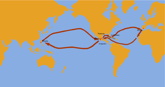 Maritime power and colonization, the Indies run and the Philippines run.