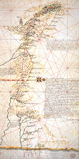 The royal route between Veracruz and Mexico, starting from the country inn of Butrón. Batista Antonelli. 1590. AGI 