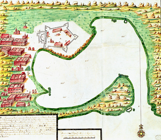 The port of Acapulco and the royal fortress of San Diego. 1730. AGI T