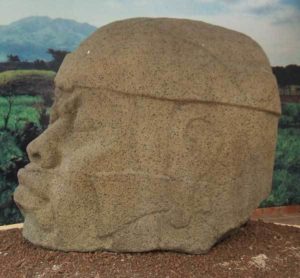 The five foot tall Olmec head in the museum in Santago Tuxtla
