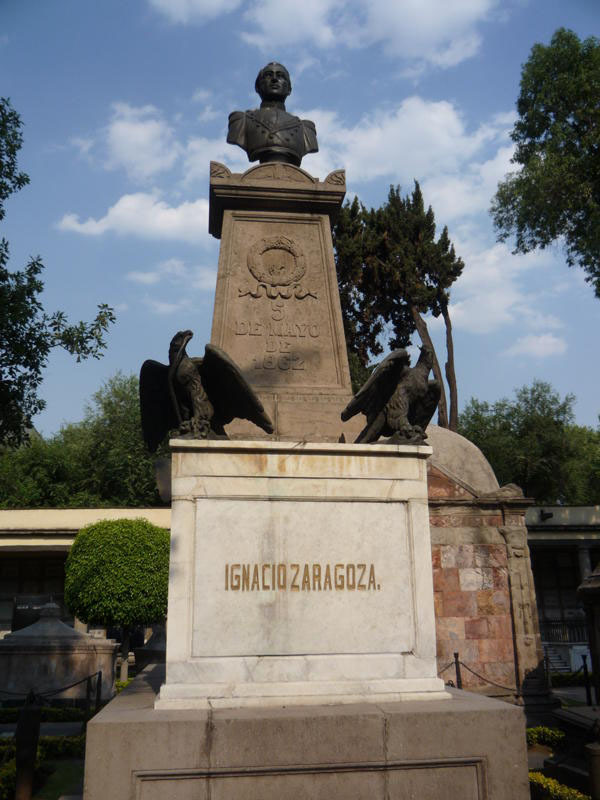 Tomb of Ignacio Zaragoza, the Mexican general whose troups won th Battle of Puebla, or Batalla de 5 de Mayo in 1862. © Anthony Wright, 2011