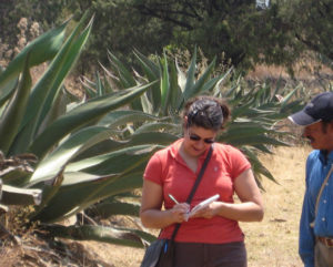 Mexconnect author Julia Taylor converses with Don Jose, a pulque producer in Morelos, Mexico, not far from Cuernavaca. © Julia Taylor, 2010