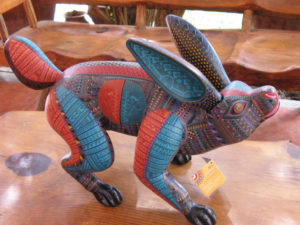 This colorful alabrije rabbit by Jacobo Angeles races across Mexican mountain meadows. © Alvin Starkman, 2008