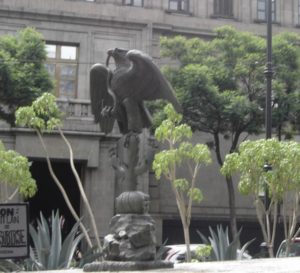 The exact spot where Mexico City is said to have been founded is now marked by a statue of an eagle and serpent, just south of the plaza principal, or Zocalo © Raphael Wall, 2014