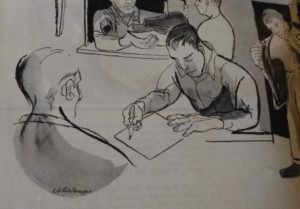 Drawing by Richard Reagan in the book Fortieth in Review