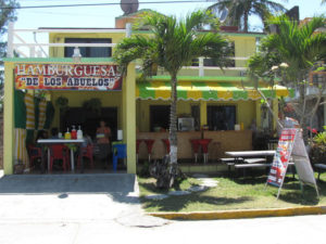 Los Abuelos hamburger restaurant on Mexico's Emerald Coast is run by a retired American couple. © William B. Kaliher, 2010