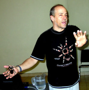 'There has never been a single report of anyone dying from the bite of a tarantula in the Americas,' Rodrigo Orozco tells his audience. © John Pint, 2011