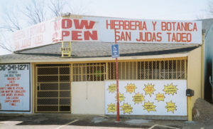 This yerberia or botica in Amarillo is named for San Judas Tadeo. These shops stock herbs, perfumes, oils, candles and much of the other paraphernalia used by both housewives and folk healersand a good herbalist will know hundreds of different treatments from a great many different herb combinations. (san-judas-tadeo.jpg) © John G. Gladstein, 2010