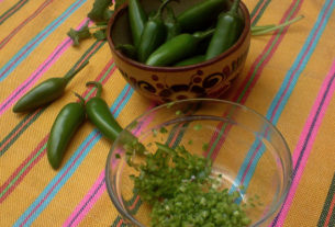 Chile serrano gives guacamole a spicy bite that perfectly complements the avocado's creamy flavor. © Daniel Wheeler, 2009