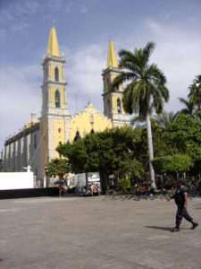 The Cathedral of the Immaculate Conception in Mazatlan dates from 1875. Just north of the city's main plaza, Plaza Republica, and next to the Mercado, it has a Star of David in each of 28 stained-glass windows, honoring substantial donations from the Jewish community during the original construction. © Carolyn Patten, 2009