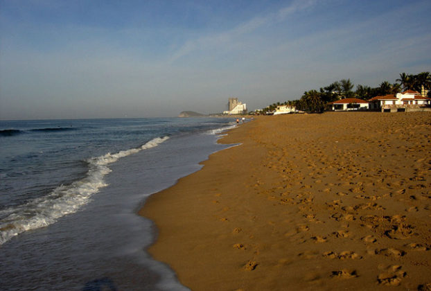 Looking north to Nuevo Mazatlan, where immense high-rise hotels are under construction. © Carolyn Patten, 2009