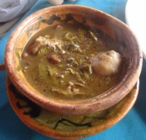 Veracruz-style Mexican black bean soup with masa balls © Karen Hursh Graber, 2014