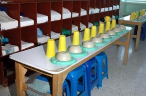 One of many small dining halls ready for the evening meal at Villa de los Niños near Guadalajara, Mexico © John Pint, 2012