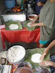 Tamales are made in banana leaf skins