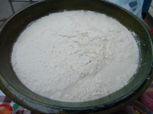 A foamy container of tejate, drink of the gods and Zapotec rulers, prepared by Gloria Criz in in San Marcos Tlapazola, Oaxaca © Alvin Starkman, 2012