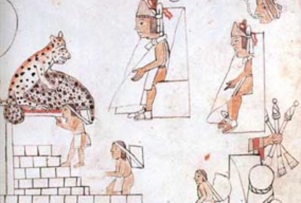 The Templo Mayor of Tlatelolco in what is present-day Mexico City from the Azcatitan Codex