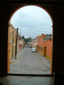 Looking south out the front door down Xicohtencatl street.