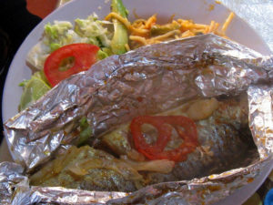 A meal at Arroyo Guacamaya features fresh trout en papillote © Alvin Starkman, 2011