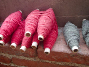 Spools of dyed virgin wool. © Norma Hawthorne 2008
