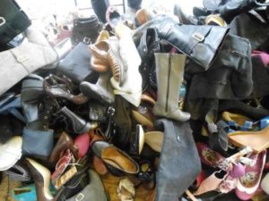 Used shoes for sale in a Mexico City street market © Peter W. Davies, 2013