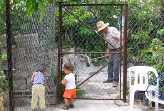 Our son with two of his neighbors