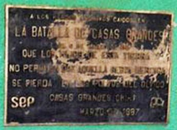 Inscription on the monument to the Battle of Casas Grandes © Sylvia Brenner 2010