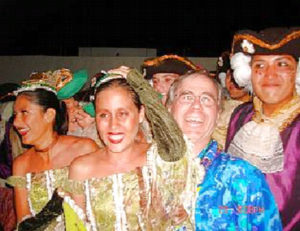 A beautiful dancer, wearing an off-the-shoulder dress leaned toward me and asked, "Quieres bailar conmigo?" Would you like to dance with me? She grabbed my hand and I was dancing with the stars.