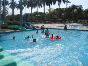 One of two shallow pools, equipped with water slides that are just right for children of elementary school age. Morelos has many waterparks that Mexican enjoy on hot days. © Julia Taylor 2008 One of two shallow pools, equipped with water slides that are just right for children of elementary school age. Morelos has many waterparks that Mexican enjoy on hot days. © Julia Taylor 2008