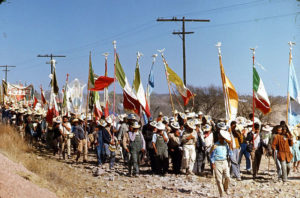 The pilgrimage gets larger as groups from all over central Mexico join it, coalescing into a colorful multitude...