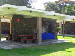 There are a number of covered picnic areas with tables, grills, and tile covered preparation areas available for the additional cost of 50 pesos. Mexican familys usually grill meat on weekends. © Julia Taylor 2008