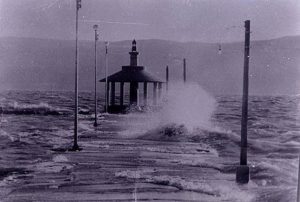 Lake Chapala Flooding 1968 Gazebo at the end of the Pier in Chapala. Compare with this image! (Click), which is almost the same perspective in 2002. Archive Photo
