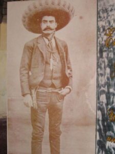 The Zapata Route in Morelos Part 1: A photo of Emiliano Zapata on display in Chinameca. © Julia Taylor 2007